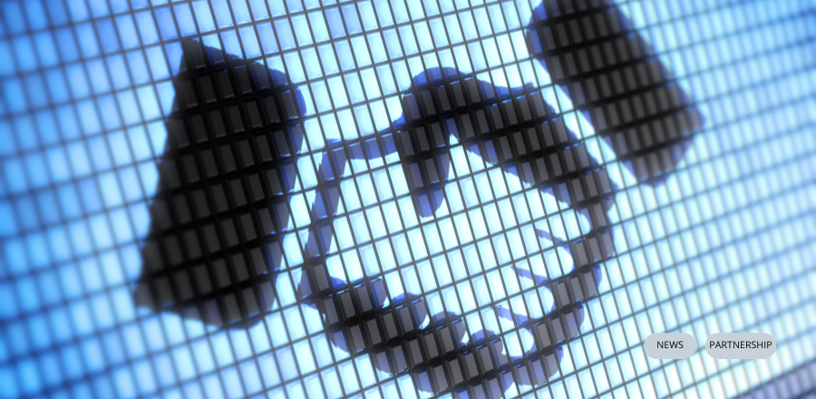 L'immagine rappresenta due mani che si stringono come simbolo di partnership digitale, rappresentato in stile icona su uno schermo